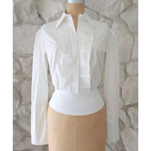 Early 2000s Vintage Parallel Tuxedo White Shirt | Sz 2